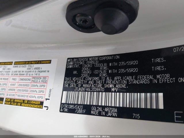 Продаж на аукціоні авто 2020 Lexus Rx 350l, vin: JTJHZKFA6L2026970, номер лоту: 44940965
