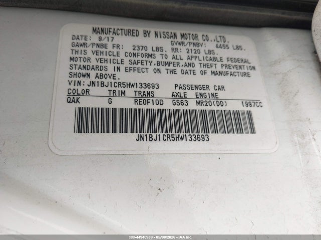 JN1BJ1CR5HW133693 Nissan Rogue Sport S