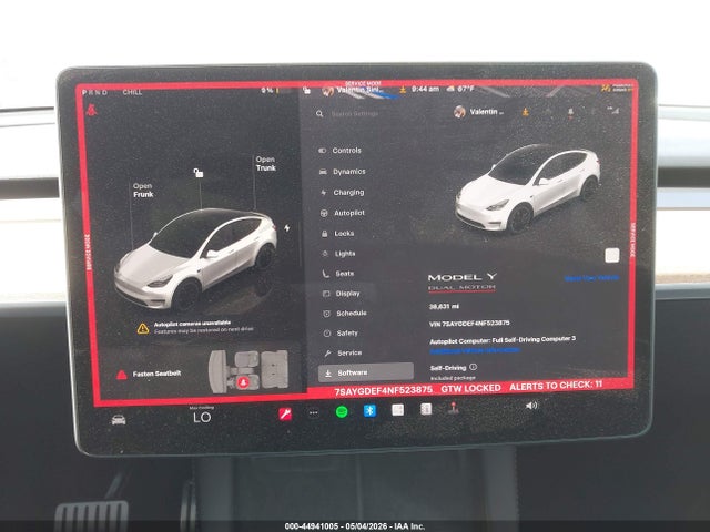 2022 Tesla Model Y Performance Dual Motor All-wheel Drive მანქანა იყიდება აუქციონზე, vin: 7SAYGDEF4NF523875, აუქციონის ნომერი: 44941005