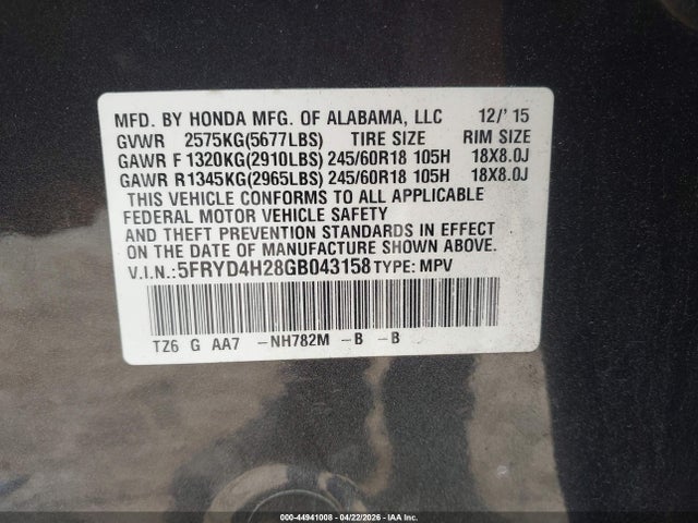 Acura Mdx Acurawatch Plus Package 2016 5FRYD4H28GB043158 Image 9