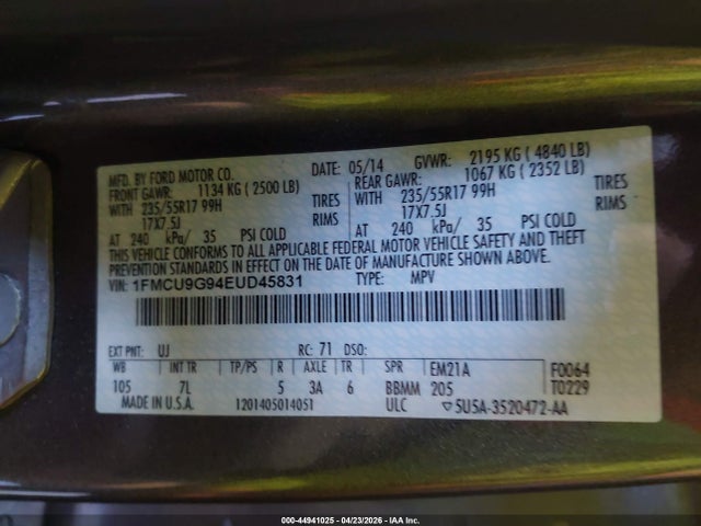 1FMCU9G94EUD45831 Ford ESCAPE SE