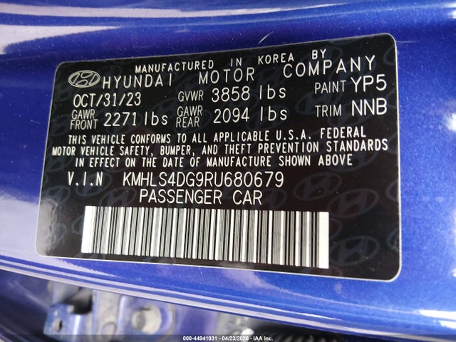 Продаж на аукціоні авто 2024 Hyundai Elantra Sel, vin: KMHLS4DG9RU680679, номер лоту: 44941031
