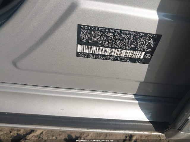 44941033 :رقم المزاد ، JTHBK1EG3A2372452 vin ، 2010 Lexus Es 350 مزاد بيع