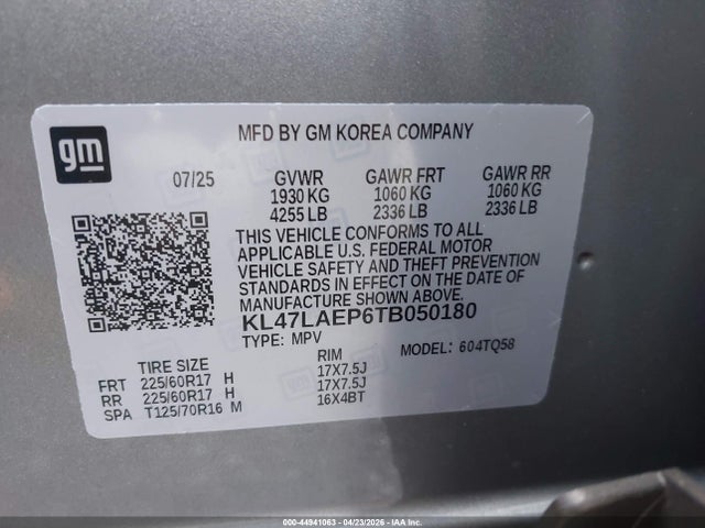 Aukcja sprzedaży 2026 Buick Envista Preferred Fwd, vin: KL47LAEP6TB050180, numer aukcji: 44941063