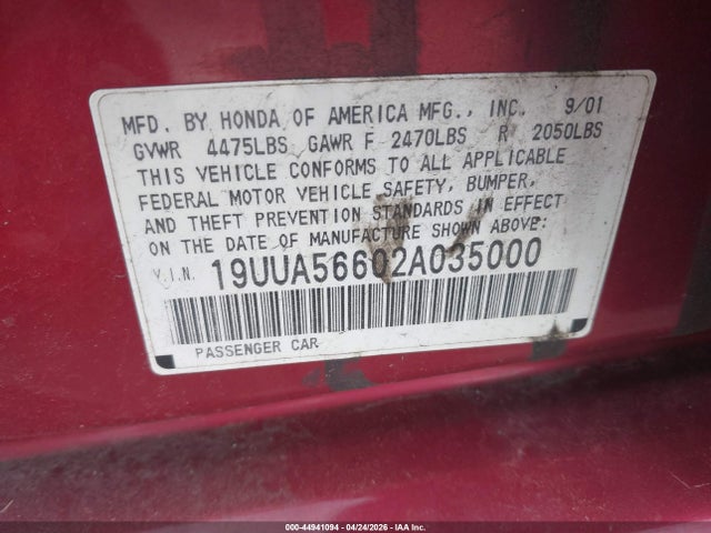 Продаж на аукціоні авто 2002 Acura Tl 3.2, vin: 19UUA56602A035000, номер лоту: 44941094