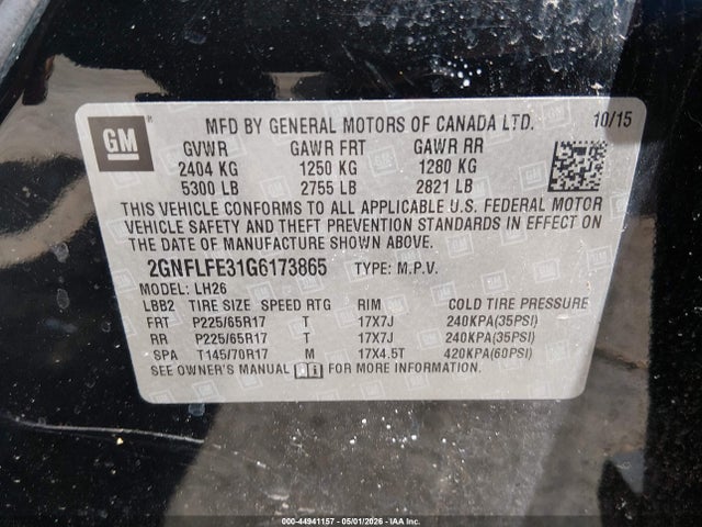 Chevrolet EQUINOX LT 2016 2GNFLFE31G6173865 Image 9