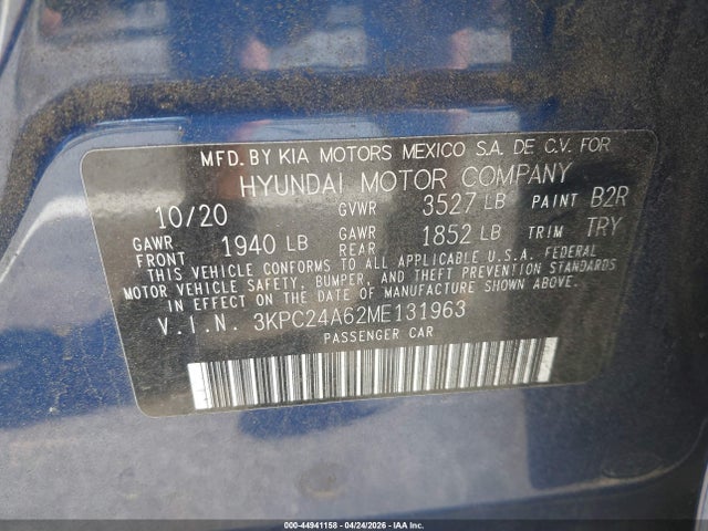 Продажа на аукционе авто 2021 Hyundai Accent Se, vin: 3KPC24A62ME131963, номер лота: 44941158