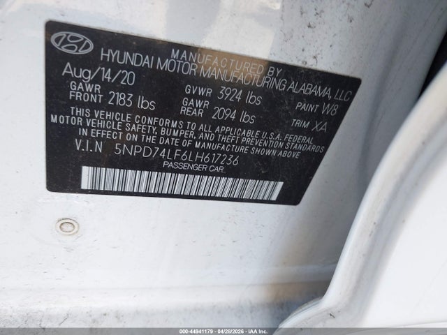 Aukcja sprzedaży 2020 Hyundai Elantra Se, vin: 5NPD74LF6LH617236, numer aukcji: 44941179