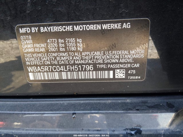 BMW 330i Xdrive 2020 WBA5R7C04LFH51796 Image 9