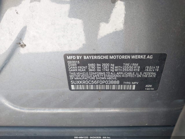 44941233 :رقم المزاد ، 5UXKR0C56F0P03888 vin ، 2015 Bmw X5 Xdrive35i مزاد بيع