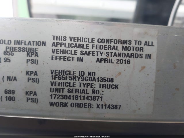 Продажа на аукционе авто 2016 Ford F-59 Commercial Stripped, vin: 1F65F5KY9G0A13508, номер лота: 44941249