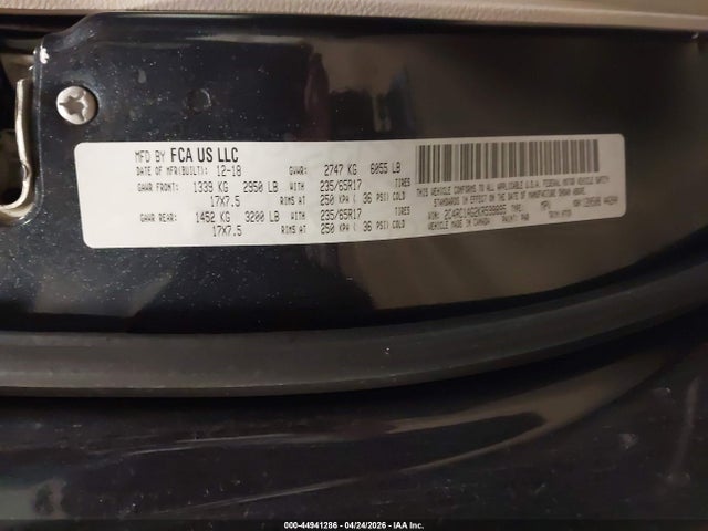 Auction sale of the 2019 Chrysler Pacifica L, vin: 2C4RC1AG2KR599895, lot number: 44941286