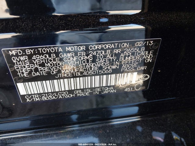 Aukcja sprzedaży 2013 Lexus Gs 350, vin: JTHCE1BL4D5015068, numer aukcji: 44941324
