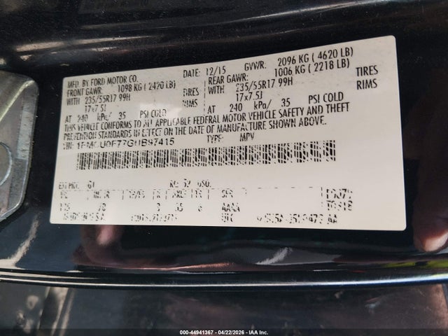 Продаж на аукціоні авто 2016 Ford Escape S, vin: 1FMCU0F77GUB97415, номер лоту: 44941367