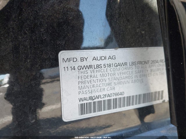 44941434 :رقم المزاد ، WAUBGAFL2FA076640 vin ، 2015 Audi S4 3.0t Premium Plus مزاد بيع