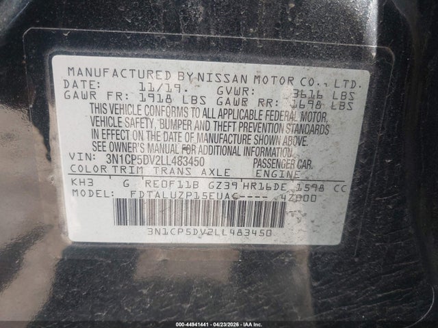 Aukcja sprzedaży 2020 Nissan Kicks Sr Xtronic Cvt, vin: 3N1CP5DV2LL483450, numer aukcji: 44941441