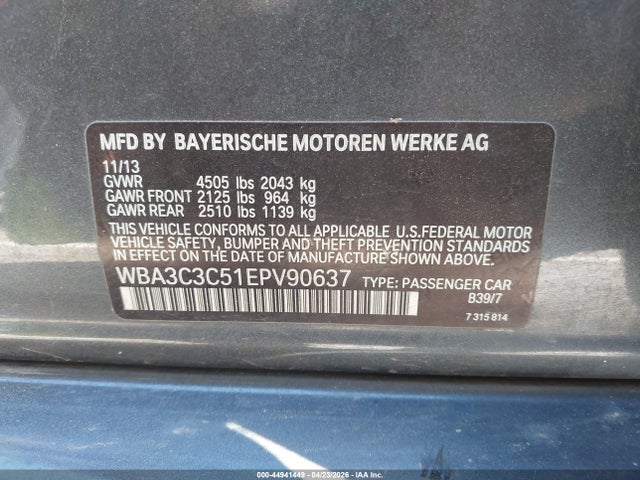 44941449 :رقم المزاد ، WBA3C3C51EPV90637 vin ، 2014 Bmw 320i Xdrive مزاد بيع