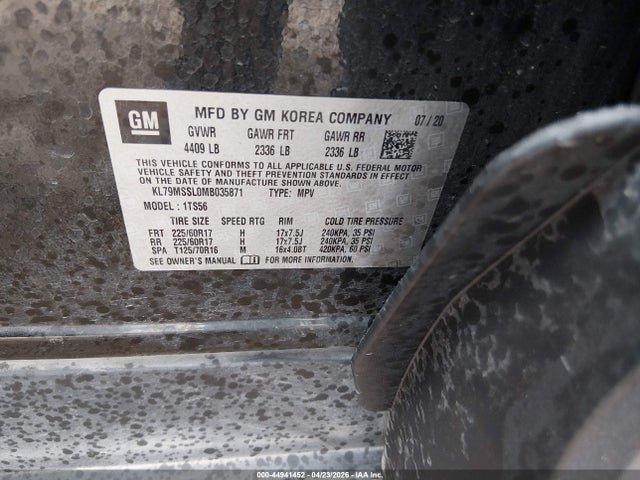 Продажа на аукционе авто 2021 Chevrolet Trailblazer Awd Activ, vin: KL79MSSL0MB035871, номер лота: 44941452