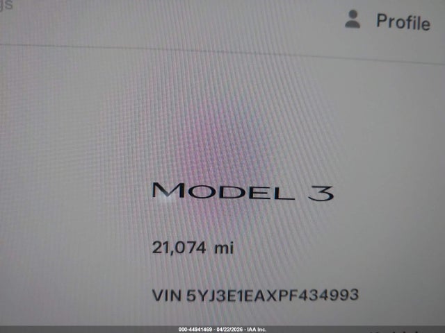 44941469 :رقم المزاد ، 5YJ3E1EAXPF434993 vin ، 2023 Tesla Model 3 Rear-wheel Drive مزاد بيع