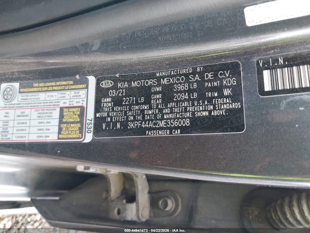 Продажа на аукционе авто 2021 Kia Forte Gt, vin: 3KPF44AC2ME356008, номер лота: 44941473