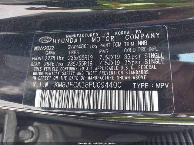 Продажа на аукционе авто 2023 Hyundai Tucson Hybrid Sel Convenience, vin: KM8JFCA18PU094400, номер лота: 44941611