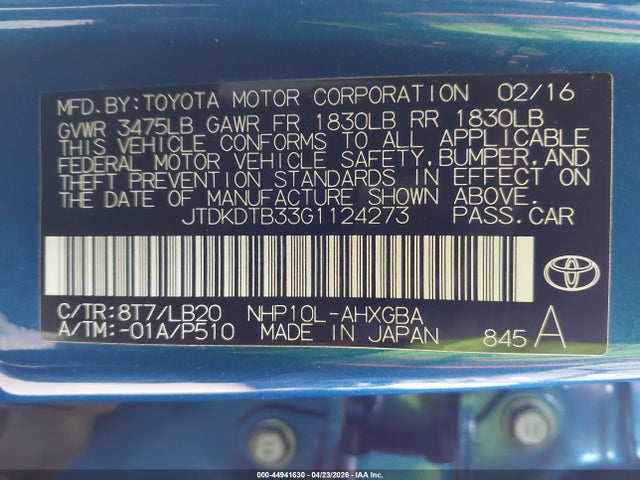 Toyota Prius C Four 2016 JTDKDTB33G1124273 Image 9