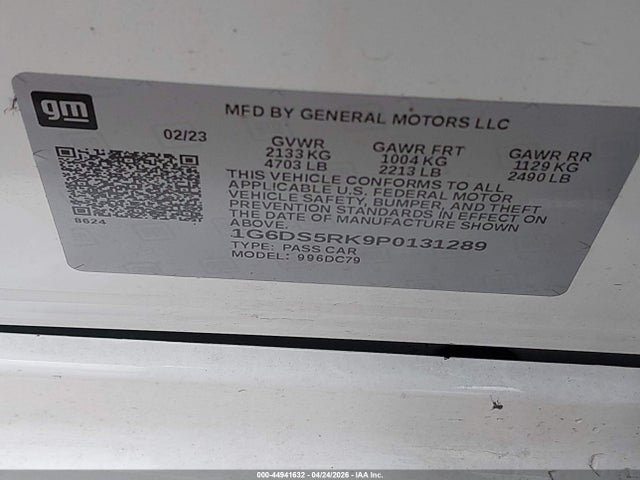 Продажа на аукционе авто 2023 Cadillac Ct5 Premium Luxury, vin: 1G6DS5RK9P0131289, номер лота: 44941632