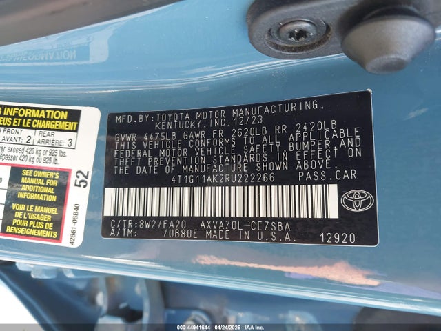 Продаж на аукціоні авто 2024 Toyota Camry Se, vin: 4T1G11AK2RU222266, номер лоту: 44941644