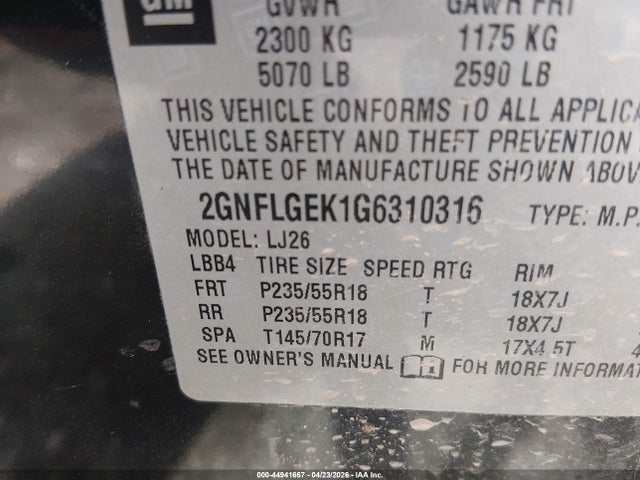 Chevrolet Equinox Ltz 2016 2GNFLGEK1G6310316 Image 9