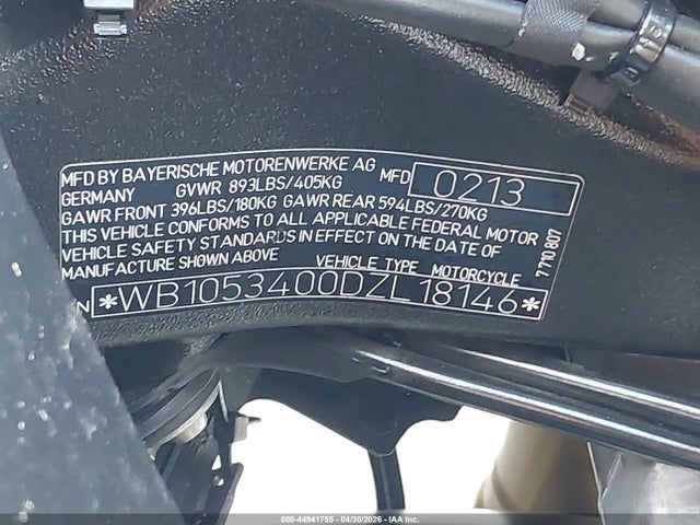 Aukcja sprzedaży 2013 Bmw S 1000 Rr, vin: WB1053400DZL18146, numer aukcji: 44941755