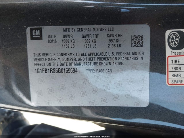 Chevrolet Camaro 1lt 2016 1G1FB1RS5G0159694 Image 9
