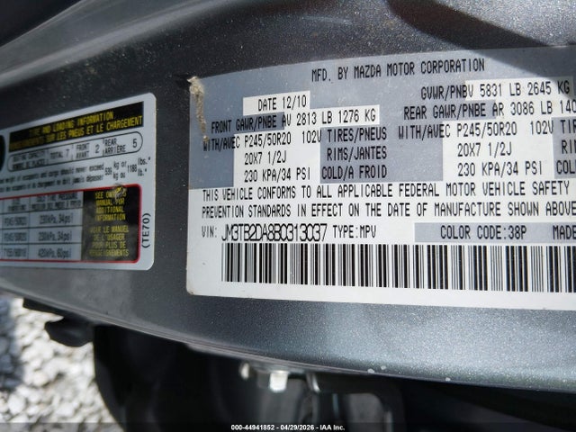 Aukcja sprzedaży 2011 Mazda Cx-9 Grand Touring, vin: JM3TB2DA8B0313037, numer aukcji: 44941852
