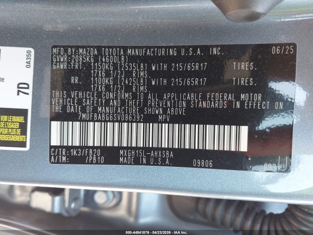 44941876 :رقم المزاد ، 7MUFBABG6SV086392 vin ، 2025 Toyota Corolla Cross Hybrid Se مزاد بيع