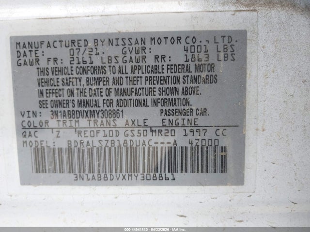 Aukcja sprzedaży 2021 Nissan Sentra Sr Xtronic Cvt, vin: 3N1AB8DVXMY308861, numer aukcji: 44941880