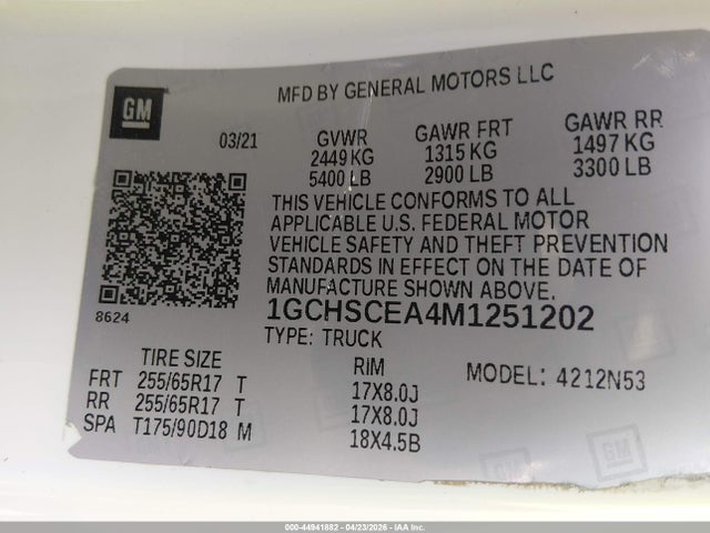 1GCHSCEA4M1251202 Chevrolet Colorado 2wd Long Box Lt