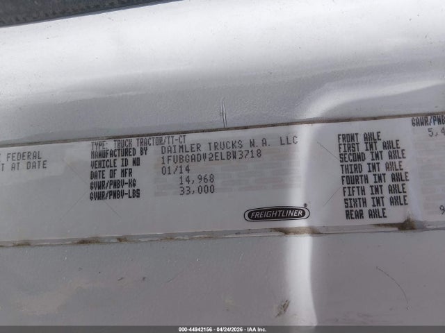 Aukcja sprzedaży 2014 Freightliner Cascadia 113, vin: 1FUBGADV2ELBW3718, numer aukcji: 44942156