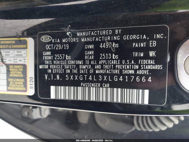 KIA Optima Lx 2020 5XXGT4L3XLG417664 Image 9