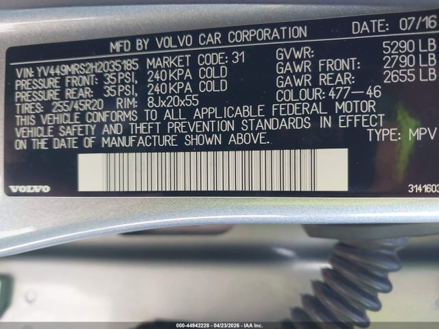 YV449MRS2H2035185 Volvo Xc60 T6 R-design