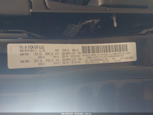 Aukcja sprzedaży 2019 Jeep Grand Cherokee Limited 4x4, vin: 1C4RJFBG0KC609012, numer aukcji: 44942235