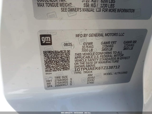 1GTPUAEK6TZ138712 GMC SIERRA 1500