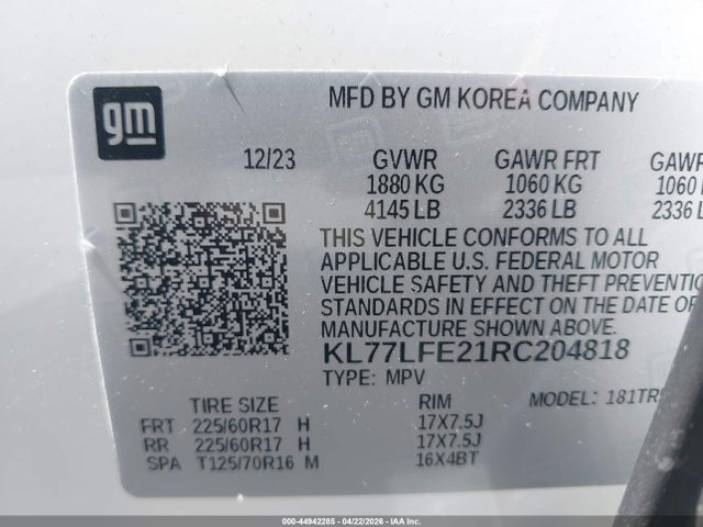KL77LFE21RC204818 Chevrolet Trax Fwd Sp