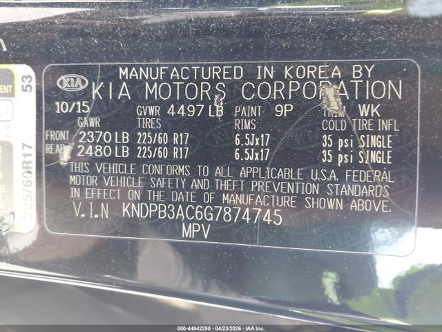 Продажа на аукционе авто 2016 Kia Sportage Lx, vin: KNDPB3AC6G7874745, номер лота: 44942290