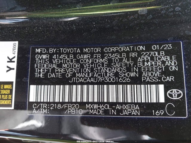 JTDACAAU7P3001626 Toyota Prius Le