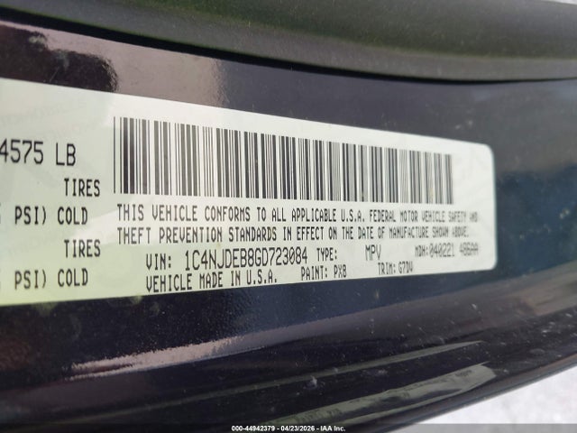 Продаж на аукціоні авто 2016 Jeep Compass Latitude, vin: 1C4NJDEB8GD723084, номер лоту: 44942379