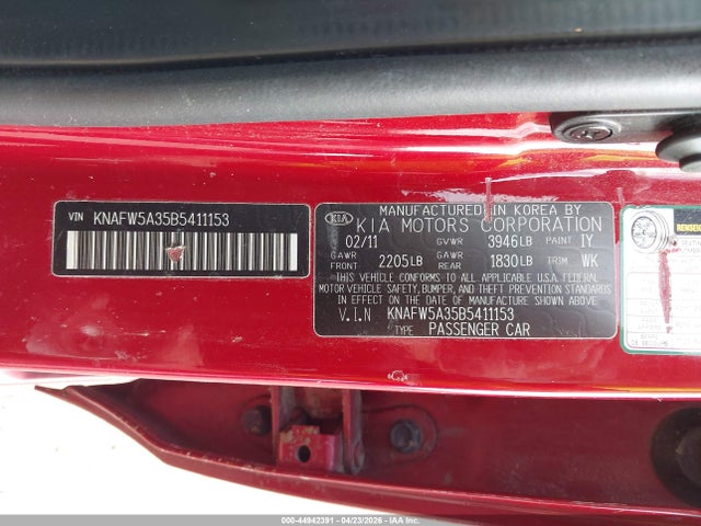Aukcja sprzedaży 2011 Kia Forte Sx, vin: KNAFW5A35B5411153, numer aukcji: 44942391