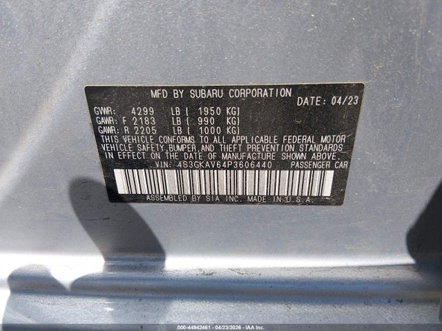 Aukcja sprzedaży 2023 Subaru Impreza Premium, vin: 4S3GKAV64P3606440, numer aukcji: 44942461