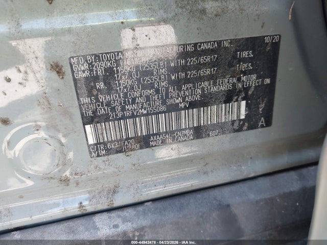 44942478 :رقم المزاد ، 2T3P1RFV2MW155086 vin ، 2021 Toyota Rav4 Xle مزاد بيع
