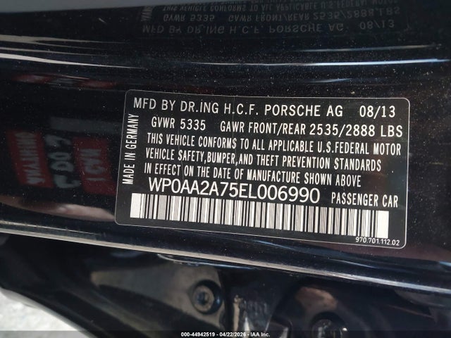 Auction sale of the 2014 Porsche Panamera 4, vin: WP0AA2A75EL006990, lot number: 44942519