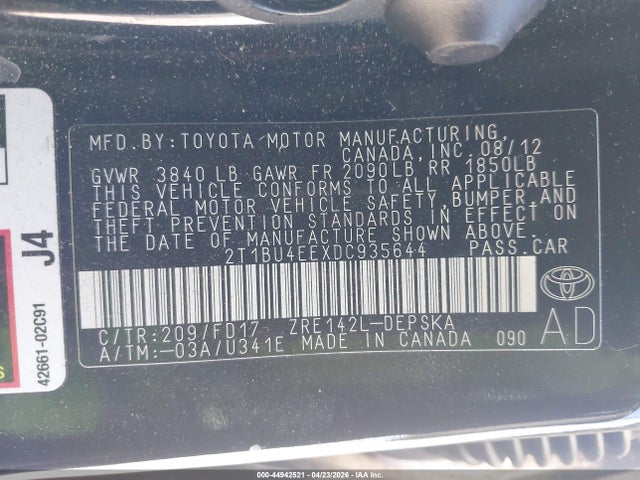 Продаж на аукціоні авто 2013 Toyota Corolla S, vin: 2T1BU4EEXDC935644, номер лоту: 44942521