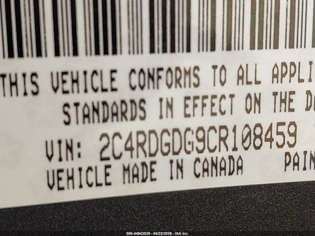 Продаж на аукціоні авто 2012 Dodge Grand Caravan Crew, vin: 2C4RDGDG9CR108459, номер лоту: 44942526